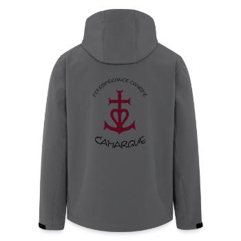 Croix camargue: foi esperance charite - Veste softshell homme en polyester recyclé Stanley/Stella - charbon - Dos - AI Model Male 185 light (185cm)