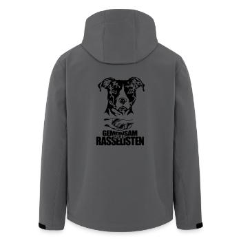 American Staffordshire GEMEINSAM GEGEN RASSELISTEN - Recycelte Männer Softshell-Jacke von Stanley/Stella - Anthrazit - Hinten - AI Model Male 185 light (185cm)
