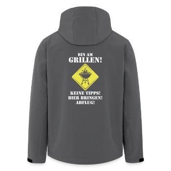 Bin am Grillen original RAHMENLOS® Design - Recycelte Männer Softshell-Jacke von Stanley/Stella - Anthrazit - Hinten - AI Model Male 185 light (185cm)