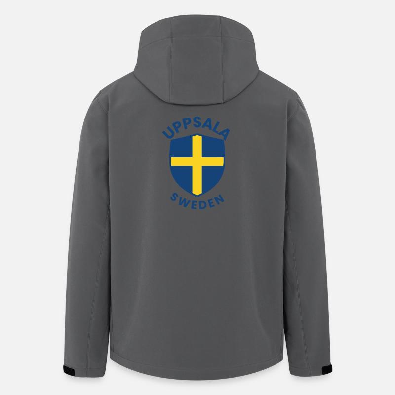 Blason d’Uppsala avec croix jaune - Veste softshell homme en polyester recyclé Stanley/Stella - charbon