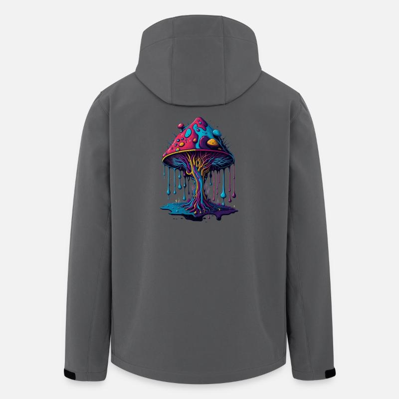 Psychedelischer Leuchtpilz Wald - Recycelte Männer Softshell-Jacke von Stanley/Stella - Anthrazit