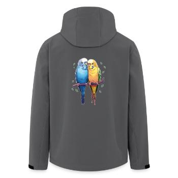 Wellensittiche - Recycelte Männer Softshell-Jacke von Stanley/Stella - Anthrazit - Hinten - AI Model Male 185 light (185cm)
