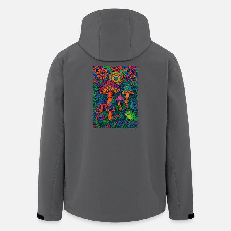 Psychedelischer Pilzwald – Buntes Retro Kunstwerk - Recycelte Männer Softshell-Jacke von Stanley/Stella - Anthrazit
