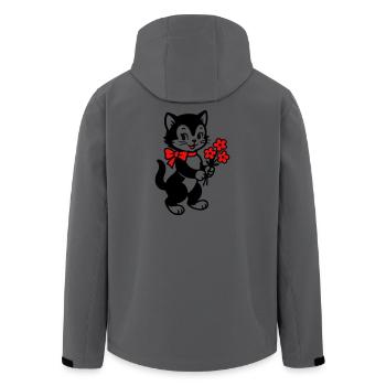 Chat noir avec ruban rouge - Veste softshell homme en polyester recyclé Stanley/Stella - charbon - Dos - AI Model Male 185 light (185cm)