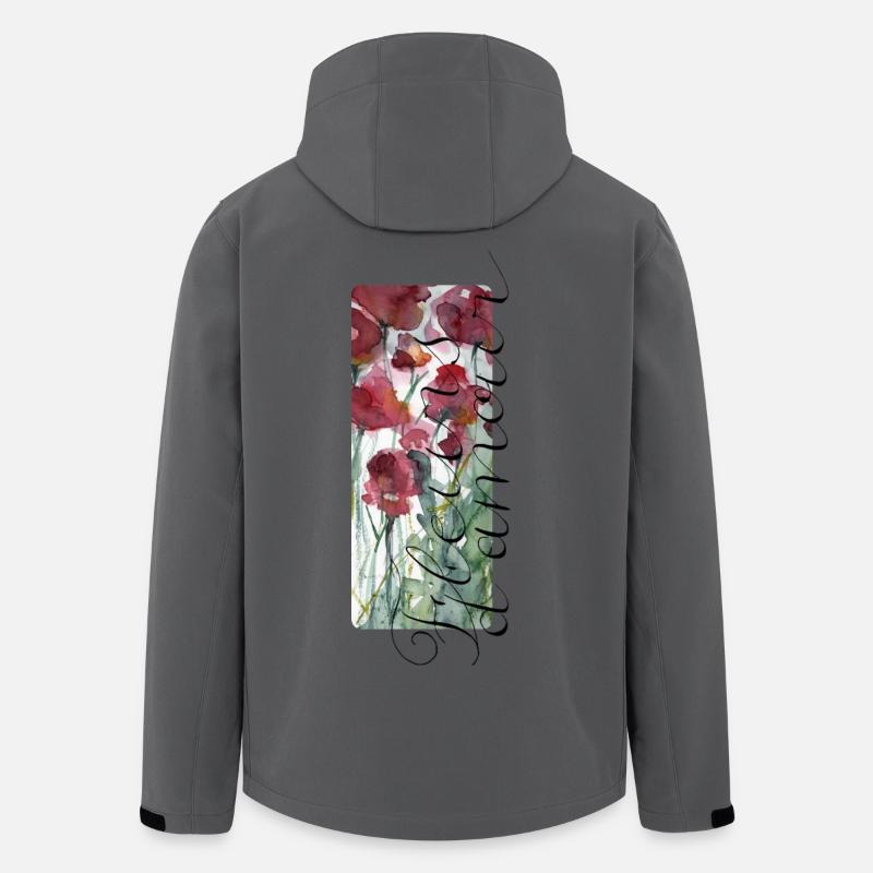 Saint-Valentin / Amour / Fleurs / Fleurs_d_amour - Veste softshell homme en polyester recyclé Stanley/Stella - charbon
