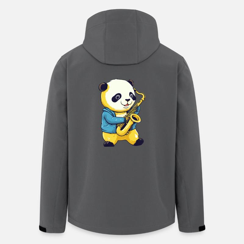 Panda mit Saxophon - Recycelte Männer Softshell-Jacke von Stanley/Stella - Anthrazit