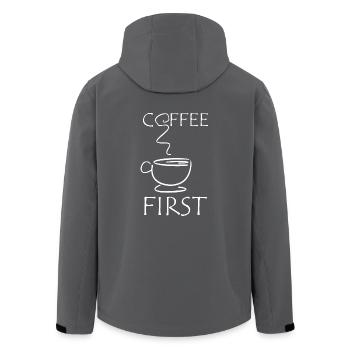 KAFFEE: Coffee first - Recycelte Männer Softshell-Jacke von Stanley/Stella - Anthrazit - Hinten - AI Model Male 185 light (185cm)