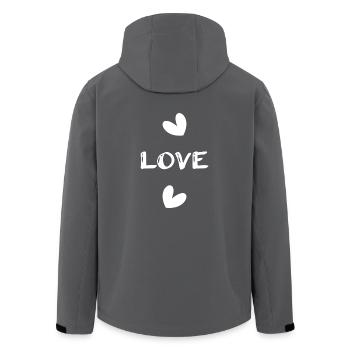 LIEBE. VATERTAG. ALLES GUTE ZUM GEBURTSTAG, PAPA. PAPA. HERZ - Recycelte Männer Softshell-Jacke von Stanley/Stella - Anthrazit - Hinten - AI Model Male 185 light (185cm)