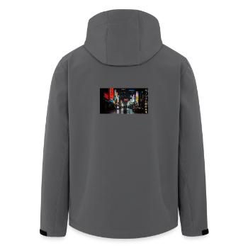 Nachtleben Tokios Neon-Straße - Recycelte Männer Softshell-Jacke von Stanley/Stella - Anthrazit - Hinten - AI Model Male 185 light (185cm)
