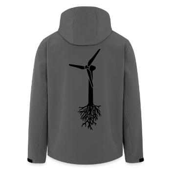 Think Green Windenergie T-Shirt Ökostrom Design - Recycelte Männer Softshell-Jacke von Stanley/Stella - Anthrazit - Hinten - AI Model Male 185 light (185cm)