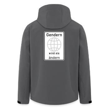 Gendern wird nix ändern - Recycelte Männer Softshell-Jacke von Stanley/Stella - Anthrazit - Hinten - AI Model Male 185 light (185cm)