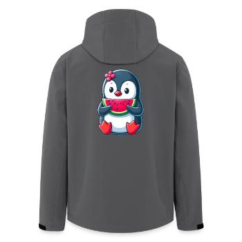 Süßer Pinguin mit Wassermelone Sommer Cartoon - Recycelte Männer Softshell-Jacke von Stanley/Stella - Anthrazit - Hinten - AI Model Male 185 light (185cm)
