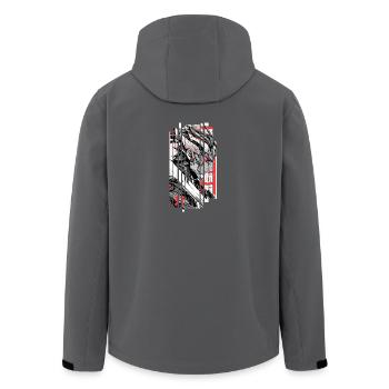 Cyberpunk Warrior Geometrisch Rot Weiß Japan - Recycelte Männer Softshell-Jacke von Stanley/Stella - Anthrazit - Hinten - AI Model Male 185 light (185cm)