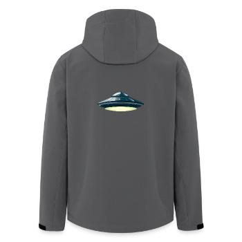 Fliegende Untertasse: Alien-UFO - Recycelte Männer Softshell-Jacke von Stanley/Stella - Anthrazit - Hinten - AI Model Male 185 light (185cm)