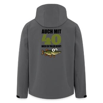 40th Birthday Funny Men's Great Pike Gift - Men’s Recycled Softshell Jacket by Stanley/Stella - anthracite - Back - AI Model Male 185 light (185cm)