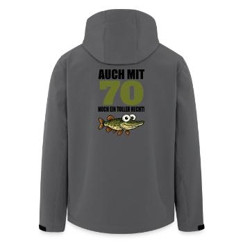 70th Birthday Funny Men's Great Pike Gift - Men’s Recycled Softshell Jacket by Stanley/Stella - anthracite - Back - AI Model Male 185 light (185cm)