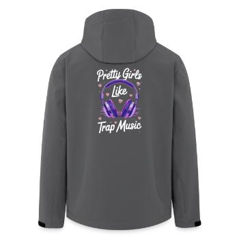Purple Headphones Heartbeat - Men’s Recycled Softshell Jacket by Stanley/Stella - anthracite - Back - AI Model Male 185 light (185cm)