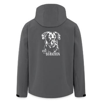 Loved by a BEAUCERON Hundespruch Hunde Wilsigns - Recycelte Männer Softshell-Jacke von Stanley/Stella - Anthrazit - Hinten - AI Model Male 185 light (185cm)