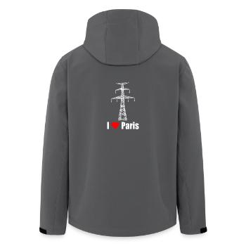 Paris Eiffelturm Strommast Elektriker Satire Liebe - Recycelte Männer Softshell-Jacke von Stanley/Stella - Anthrazit - Hinten - AI Model Male 185 light (185cm)