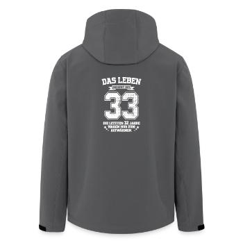 33. Geburtstag Geschenk Das Leben Beginnt Mit 33 - Recycelte Männer Softshell-Jacke von Stanley/Stella - Anthrazit - Hinten - AI Model Male 185 light (185cm)