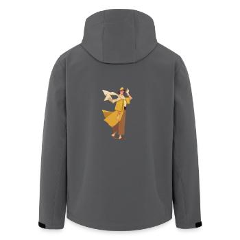 Zeichen gelb - Recycelte Männer Softshell-Jacke von Stanley/Stella - Anthrazit - Hinten - AI Model Male 185 light (185cm)