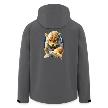 Leopard - Recycelte Männer Softshell-Jacke von Stanley/Stella - Anthrazit - Hinten - AI Model Male 185 light (185cm)