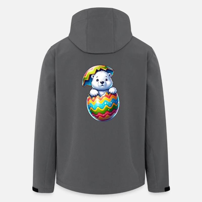 Ours polaire éclosion oeuf de Pâques dessin animé - Veste softshell homme en polyester recyclé Stanley/Stella - charbon