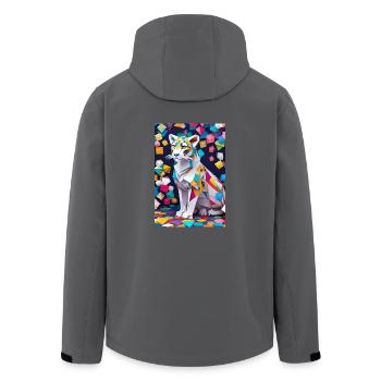 Arktische Eleganz: Die Anmut eines Schneeleoparden - Recycelte Männer Softshell-Jacke von Stanley/Stella - Anthrazit - Hinten - AI Model Male 185 light (185cm)