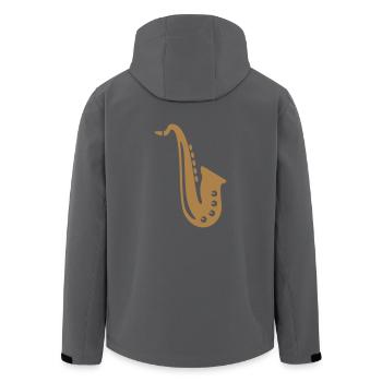 Saxofon Geschenk Musiker - Recycelte Männer Softshell-Jacke von Stanley/Stella - Anthrazit - Hinten - AI Model Male 185 light (185cm)