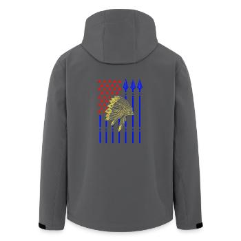USA Amerikanischer Ureinwohner mit Flagge - Recycelte Männer Softshell-Jacke von Stanley/Stella - Anthrazit - Hinten - AI Model Male 185 light (185cm)