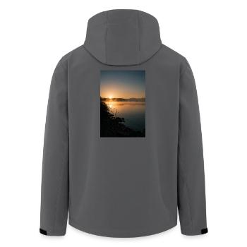Lake Constance Sunrise - Men’s Recycled Softshell Jacket by Stanley/Stella - anthracite - Back - AI Model Male 185 light (185cm)