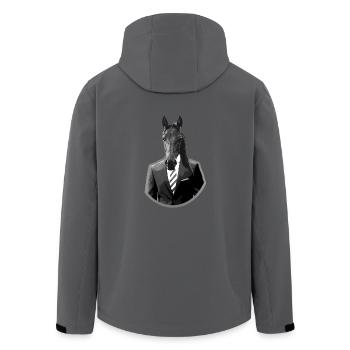 Pferd im Anzug - Recycelte Männer Softshell-Jacke von Stanley/Stella - Anthrazit - Hinten - AI Model Male 185 light (185cm)