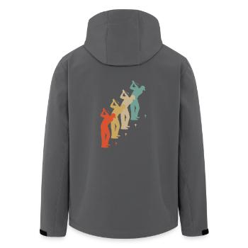 Retro Vintage Style Golf Golfer Golfspieler - Recycelte Männer Softshell-Jacke von Stanley/Stella - Anthrazit - Hinten - AI Model Male 185 light (185cm)