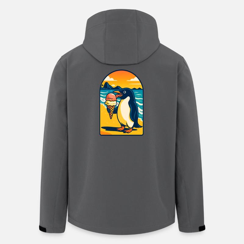 Pinguin-Eiscreme Sonnenuntergang - Recycelte Männer Softshell-Jacke von Stanley/Stella - Anthrazit