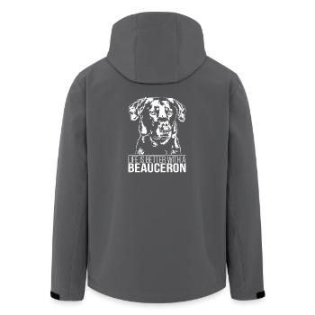 BEAUCERON life is better Hundespruch Hund Wilsigns - Recycelte Männer Softshell-Jacke von Stanley/Stella - Anthrazit - Hinten - AI Model Male 185 light (185cm)