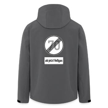 70. Geburtstag Verkehrsschild 70, ab jetzt Vollgas - Recycelte Männer Softshell-Jacke von Stanley/Stella - Anthrazit - Hinten - AI Model Male 185 light (185cm)
