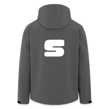 5. 5 JAHRE. 5-JÄHRIGES JUBILÄUM. GEBURTSTAG 5 JAHRE. 5 - Recycelte Männer Softshell-Jacke von Stanley/Stella - Anthrazit - Hinten - AI Model Male 185 light (185cm)