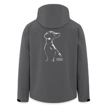 Teckel Silhouette Hunde Hund Wilsigns - Recycelte Männer Softshell-Jacke von Stanley/Stella - Anthrazit - Hinten - AI Model Male 185 light (185cm)