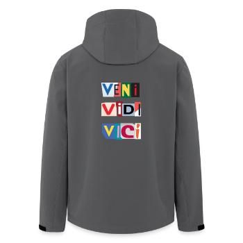 Veni Brief in Zeitungen - Recycelte Männer Softshell-Jacke von Stanley/Stella - Anthrazit - Hinten - AI Model Male 185 light (185cm)