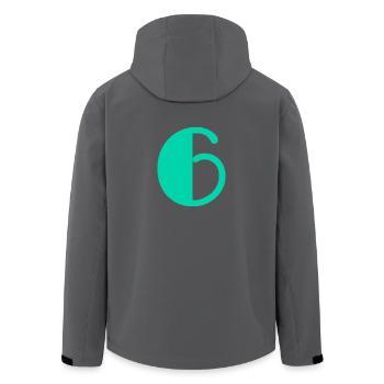 6. 6 JAHRE. 6-jähriges Jubiläum. GEBURTSTAG 6 JAHRE - Recycelte Männer Softshell-Jacke von Stanley/Stella - Anthrazit - Hinten - AI Model Male 185 light (185cm)