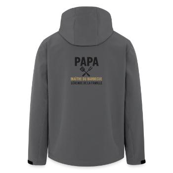 Papa Maître BBQ Légende Famille - Veste softshell homme en polyester recyclé Stanley/Stella - charbon - Dos - AI Model Male 185 light (185cm)