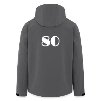 80. 80 JAHRE. 80-JÄHRIGES JUBILÄUM. GEBURTSTAG 80 JAHRE. - Recycelte Männer Softshell-Jacke von Stanley/Stella - Anthrazit - Hinten - AI Model Male 185 light (185cm)