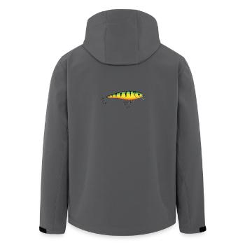 Wobbler Fishing Fishing - Men’s Recycled Softshell Jacket by Stanley/Stella - anthracite - Back - AI Model Male 185 light (185cm)