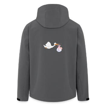 Storch mit Baby - Recycelte Männer Softshell-Jacke von Stanley/Stella - Anthrazit - Hinten - AI Model Male 185 light (185cm)