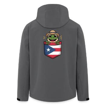 Porto Rico Coqui Avec Chapeau De Paille Dans Le Drapeau - Veste softshell homme en polyester recyclé Stanley/Stella - charbon - Dos - AI Model Male 185 light (185cm)