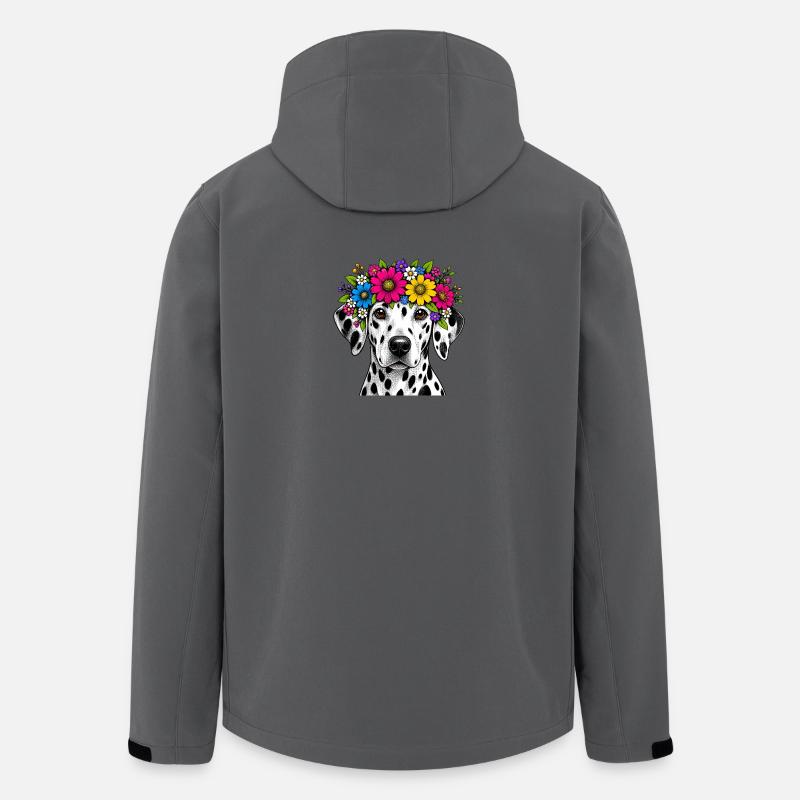 Dalmatien avec une couronne de fleurs - Veste softshell homme en polyester recyclé Stanley/Stella - charbon