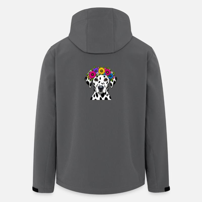 Dalmatien avec couronne de fleurs - Veste softshell homme en polyester recyclé Stanley/Stella - charbon