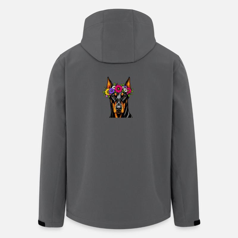Blumenkranz Dobermann Portrait - Recycelte Männer Softshell-Jacke von Stanley/Stella - Anthrazit