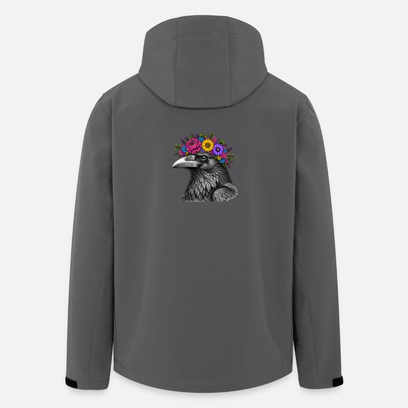 Krähenkopf mit Blütenkrone - Recycelte Männer Softshell-Jacke von Stanley/Stella - Anthrazit