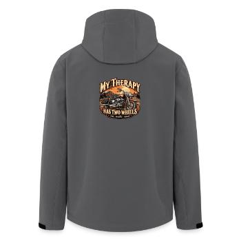 MEINE THERAPIE HAT ZWEI RÄDER – Vintage-Motorrad - Recycelte Männer Softshell-Jacke von Stanley/Stella - Anthrazit - Hinten - AI Model Male 185 light (185cm)